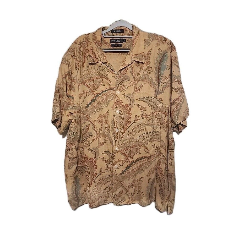 Daniel Cremieux Italian Fabric Men Shirt Size XL Paisley Long Sleeve Button Down